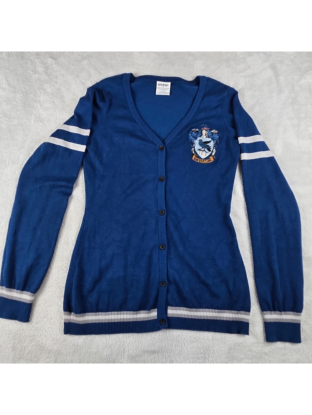 Harry Potter Ravenclaw Blue Cardigan Sweater Women’s Button Front Size Large